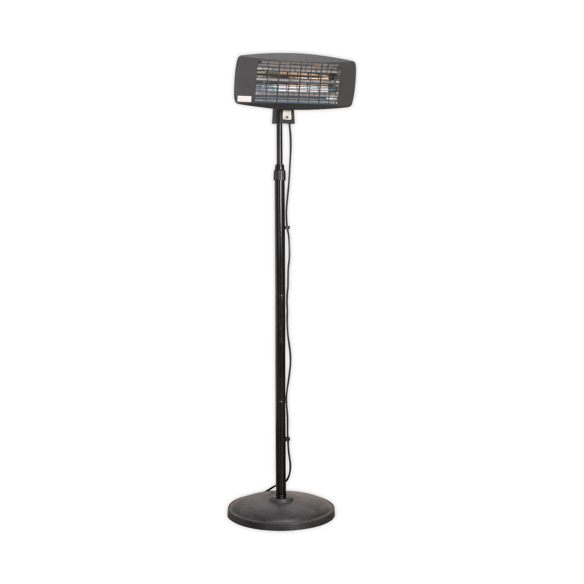 Electric infrared heater on a tall stand