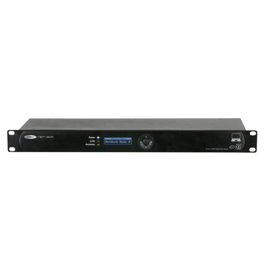 Showtec NET-8/5 eight-port Art-Net to DMX node, 1U rack front panel, available to hire from MAV Hire